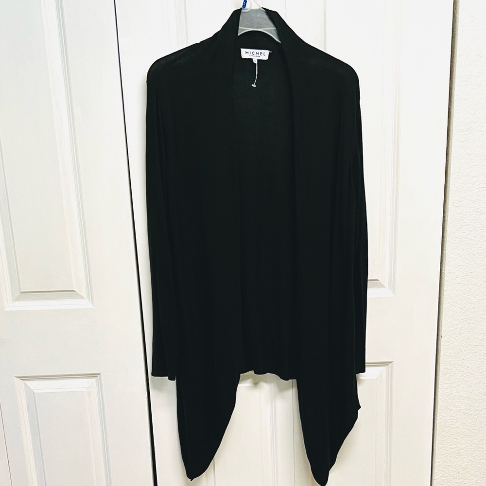 Vintage Michele Antoni Black Draped Open Cardigan Plus Size 2X